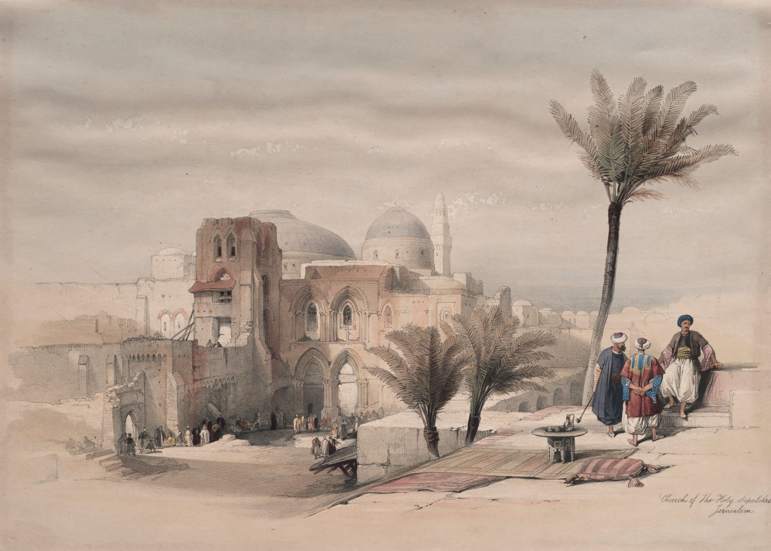 Litografie de David Roberts: Biserica Sfântului Mormânt din Ierusalim în 1839